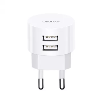 USAMS US-CC080 T20 Dual-USB-Rundreiseladegerät, 10,5 W, Weiß