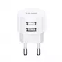 USAMS US-CC080 T20 Dual-USB-Rundreiseladegerät, 10,5 W, Weiß