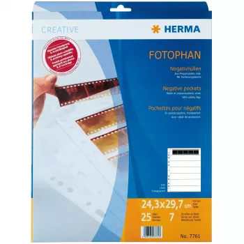 HERMA 7761 Negativhüllen für 7 x 5 Negativstreifen, 25 Stück