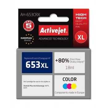 Activejet AH-653CRX Tinte (Ersatz für HP 652 F6V24AE; Premium; 320 Seiten; Farbe)