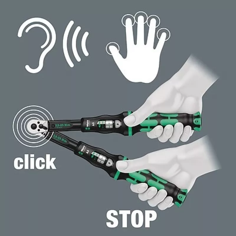 Wera Click-Torque C 3, 1/2 Zoll Drehmomentschlüssel mit Umschaltknarre, 40 Nm - 200 Nm