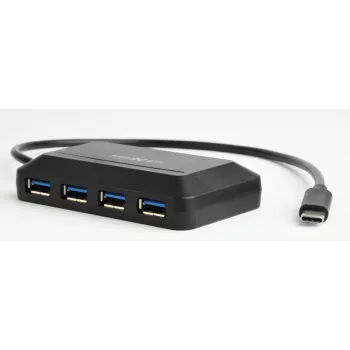USB Hub GEMBIRD ACT-HUB3C-4P — USB 3.2 Gen 1 Type-A Host zu 4 × USB 3.2 Gen 1 Type-C, 5000 Mbit/s, schwarz