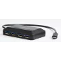 USB Hub GEMBIRD ACT-HUB3C-4P — USB 3.2 Gen 1 Type-A Host zu 4 × USB 3.2 Gen 1 Type-C, 5000 Mbit/s, schwarz