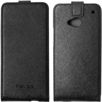 Nevox RELINO Hülle für HTC One (M7) FLIP Case schwarz-grau Blister