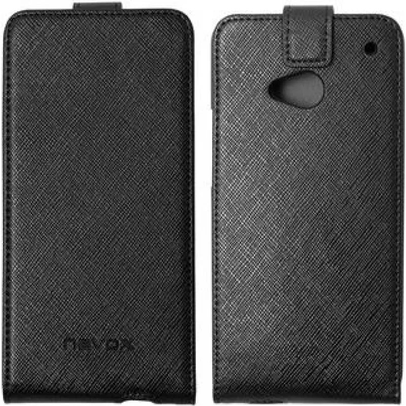 Nevox RELINO Hülle für HTC One (M7) FLIP Case schwarz-grau Blister