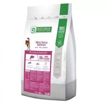 Trockenfutter für Hunde nature’s protection Mini Extra Salmon 7,5 kg — ausgewachsene Hunde kleiner Rassen, 25 % Protein, 13 % Fett