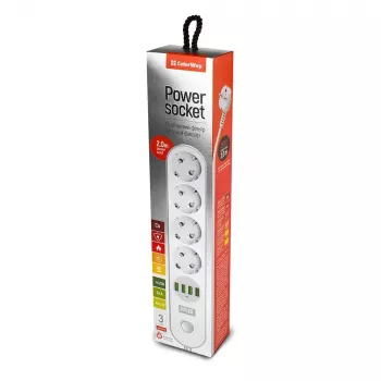 Power Extension Colorway CW-CHE44W 2m 4 AC Outlets Indoor White