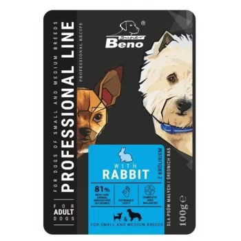 SUPER BENO Adult Small and medium Rabbit - Nassfutter für Hunde - 100 g