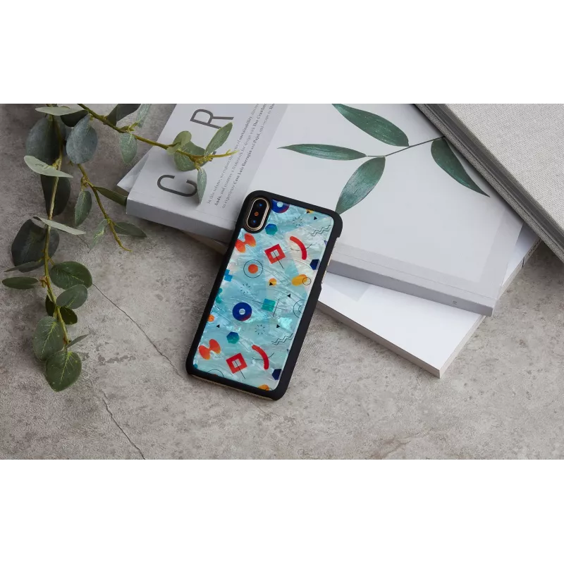 Smartphone-Hülle iKins für iPhone XS / XS Max, schwarzes Stein-Design, schützende Rückabdeckung