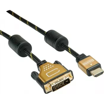 Roline Gold - Videokabel - Dual Link - HDMI / DVI - DVI-D (M) auf HDMI (M) - 3 m - Geschirmt - Schwarz, Gold - 4K-Unterstützung