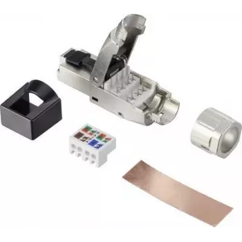 Renkforce RJ45 Stecker CAT 8.1 8P8C Stecker Feldkonfektion (werkzeugfrei) Silber RF-4495306 1 Stück (RF-4495306)