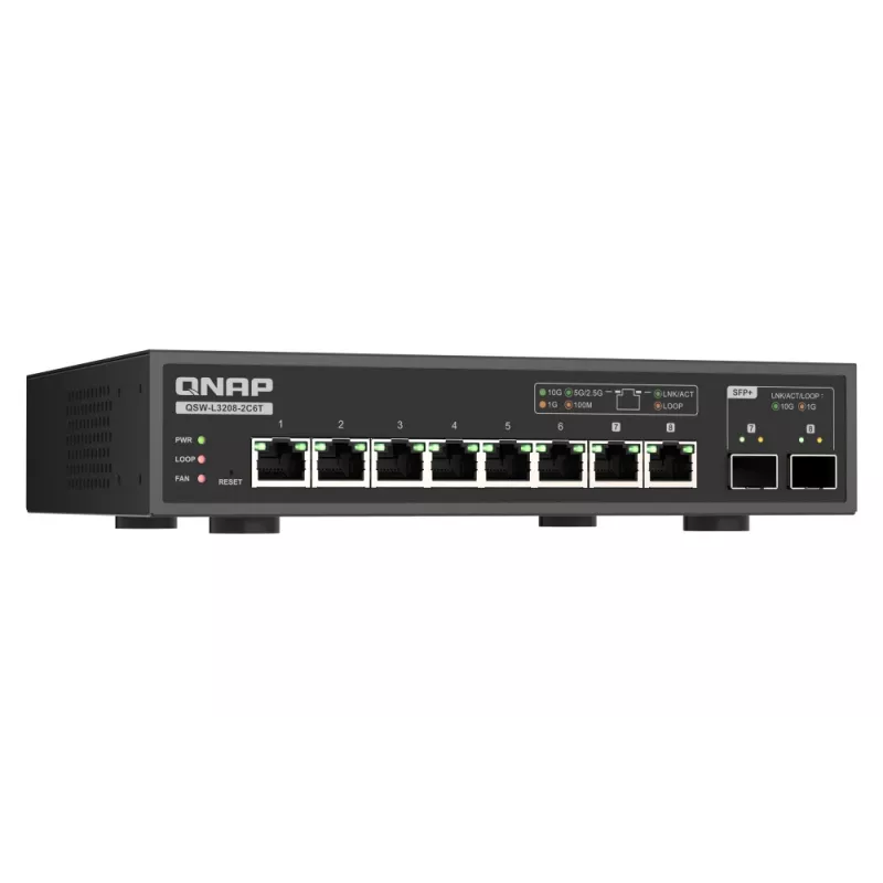 QNAP QSW-L3208-2C6T Netzwerk-Switch Managed L2 10G Ethernet (100/1000/10000) Desktop Schwarz