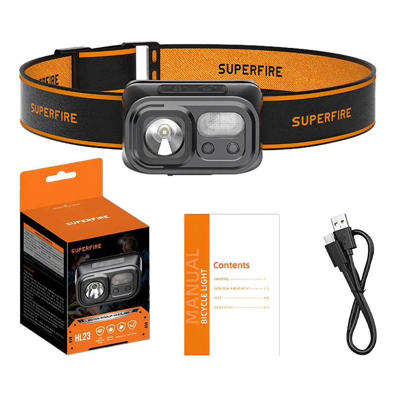 Stirnlampe Superfire HL23 mit 220 lm Leistung und USB-C-Ladung