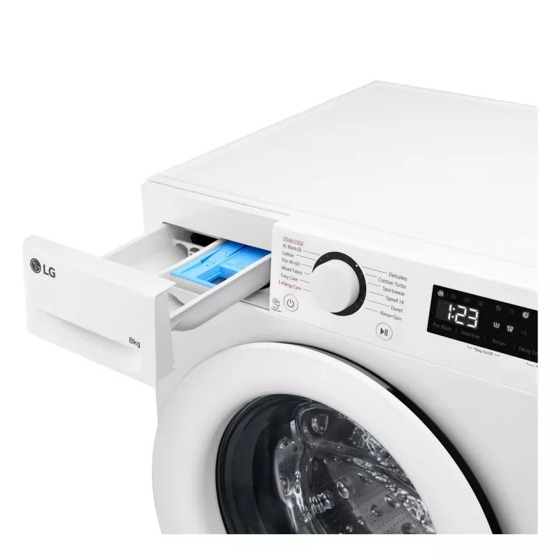 LG | Waschmaschine | F2WR508SWW | Energieeffizienzklasse A-10% | Frontlader | Waschkapazität 8 kg | 1200 U/min | Tiefe 47,5 cm | Breite 60 cm | Display | LED | Dampffunktion