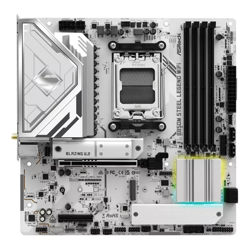 Mainboard ASRock B850M Steel Legend WiFi — AMD B850, Socket AM5, microATX, DDR5, 4 DIMM, Wi‑Fi 7, 2.5Gb LAN