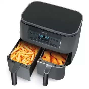 SharkNinja Ninja DZ300EU, Heißluftfritteuse, 7,6 l, 3,2 kg, 240 °C, Doppelgarraum, Grau