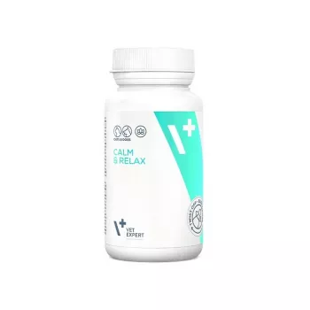 Beruhigungsergänzungsmittel VETEXPERT Calm&Relax 30 Kapseln für Hunde und Katzen, glutenfrei, konservierungsstofffrei, Kapselform