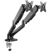 Goobay Tischhalterung | Doppelmonitorhalterung mit Gasdruckfeder | Schwenkbar, neigbar, drehbar | 17-32 Zoll | Maximale Tragfähigkeit 9 kg | Schwarz