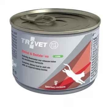 Nassfutter für Katzen TROVET Renal & Oxalate RID Lamm 200 g, Diätfuttermittel für ausgewachsene Katzen, 200 g Dose