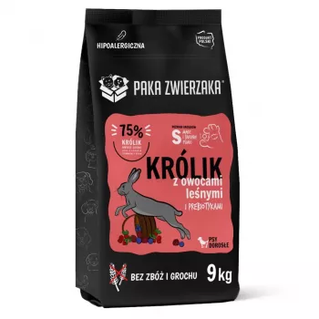 Trockenfutter für Hunde PAKA ZWIERZAKA Kaninchen mit Waldfrüchten – ausgewachsene mittelgroße Rassen 9 kg, 29 % Protein, 16 % Fett