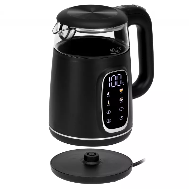 ADLER AD 1305 elektrischer Wasserkocher schwarz/silber