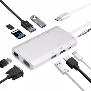 Dockingstation helos 304265 USB 3.1 Typ-C mit HDMI, VGA, USB und LAN