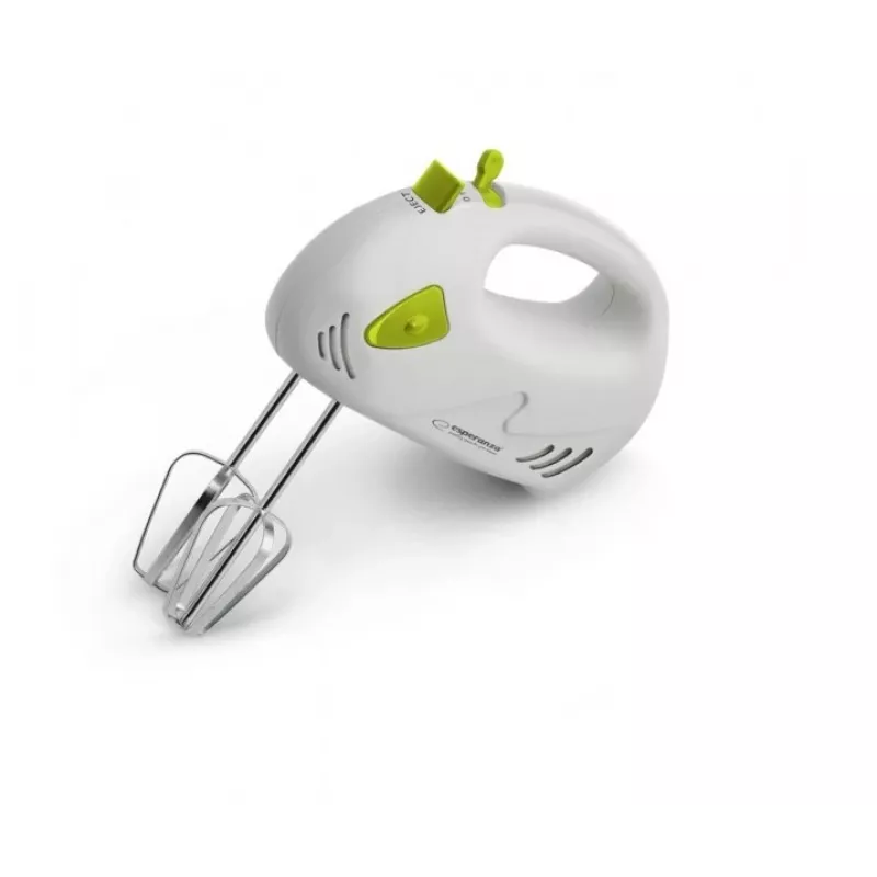Handmixer ESPERANZA EKM007G — 150 W, 7 Geschwindigkeiten, Schneebesen, ergonomischer Griff, 1,1 m Kabel, grün/weiß