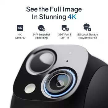 Safemo ST1 SolarCam 4K UHD Video, 8x Zoom, 132° Sicht, Nachtsicht, Wi-Fi 2,4 GHz, 3W Solar, Weiß
