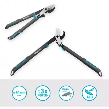 Astschere GARDENA EnergyCut Pro S, 60 cm Griff, grau/türkis