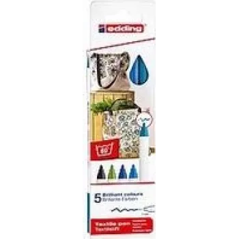 Marker-Set Edding 4600 Faserschreiber, 5 Stück, mehrfarbig, Box-Verpackung, hergestellt in Deutschland
