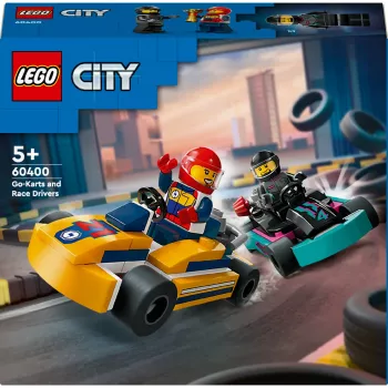 Konstruktionsspielzeug LEGO 60400 City Go-Karts mit Rennfahrern – Spielset mit Minifiguren und Fahrzeugen