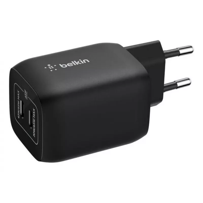 USB-C Dual-Ladegerät Belkin ENA007KQBK 65W – Dual-USB-C-PD-Ladefunktion für Laptops und Mobilgeräte