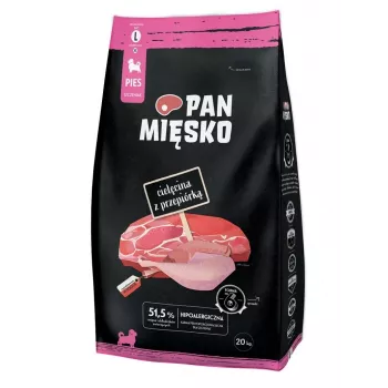 PAN MIĘSKO Kalbfleisch mit Wachtel (Welpe) Knusper L - Trockenfutter für Hunde - 20kg