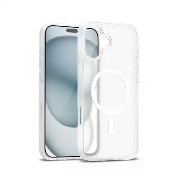 Crong Hybrid Matte Magnetic MagSafe-Hülle für iPhone 17 – durchscheinend weiß, PC+TPU