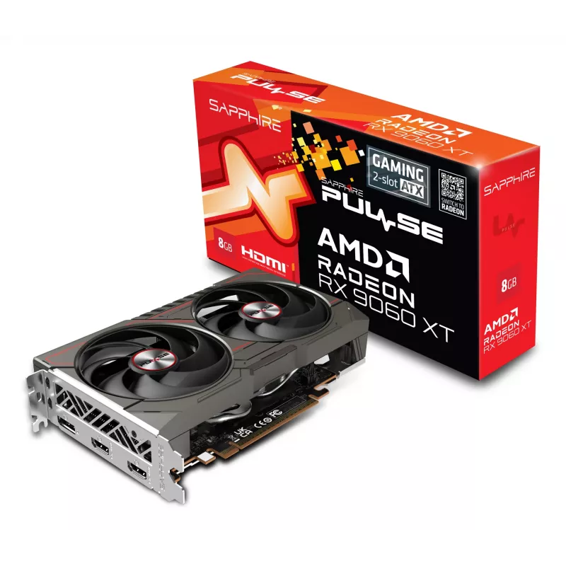 Grafikkarte Sapphire Radeon RX 9060 XT – 8 GB GDDR6, 128-Bit, PCIe x16 5.0, Dual-Fan-Kühlung