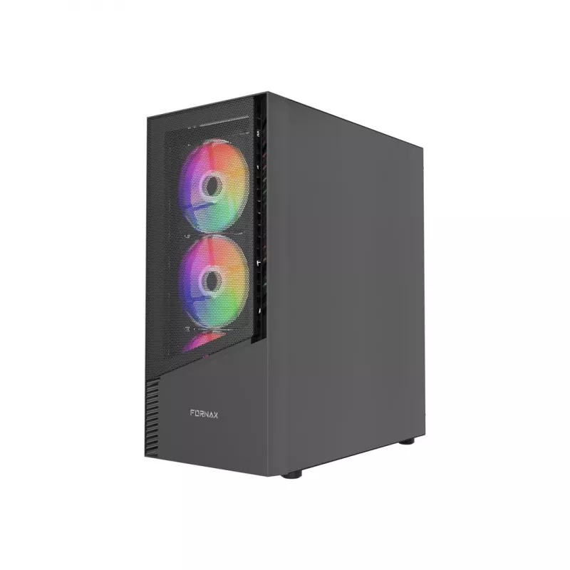 PC-Gehäuse GEMBIRD Fornax 4300 Midi Tower ATX, gehärtetes Glas, 2x 3,5-Zoll-Einschübe, 3x 2,5-Zoll-Einschübe, ARGB-Lüfterunterstützung, USB 3.2 Gen1