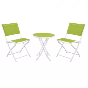 Kleines Schwarz Forest Gartenmöbel-Set, Zwei Stühle + weißer und grüner Tisch
