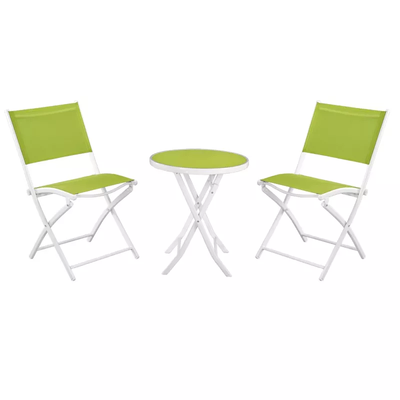 Kleines Schwarz Forest Gartenmöbel-Set, Zwei Stühle + weißer und grüner Tisch