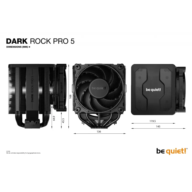 be quiet Dark Rock Pro 5 Prozessor-Luftkühler 120/135 mm Schwarz 1 Stück