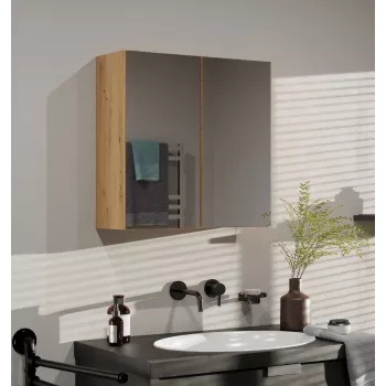 Badezimmer-Hängeschrank top e shop POLA 2DL ARTISAN — wandmontiert Eiche, 600×220×600 mm, 3 Einlegeböden