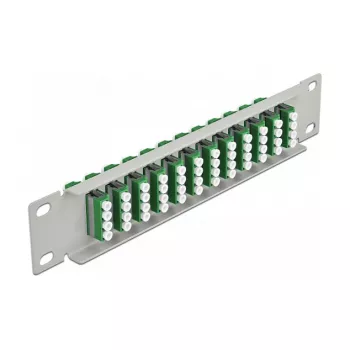 Glasfaser-Patchpanel DeLOCK 10 Zoll 12 Port LC Quad Grün 1U Grau