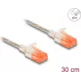 Netzwerkkabel DeLOCK RJ45 Cat.6A U/UTP schlank 0,3 m Transparent