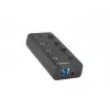 USB-Hub NATEC MANTIS USB 2.0 Type-B — 4x USB 3.2 Gen 1 Type-A Anschlüsse, schwarz, 0,8 m Kabel, Netzteil, Netzschalter