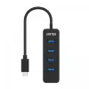 USB-Hub Unitek uHUB Q4 – 4-Port USB 3.2 Gen 1 (Typ-A) Hub, USB-C Host, 5 Gbit/s, 10 W, schwarz