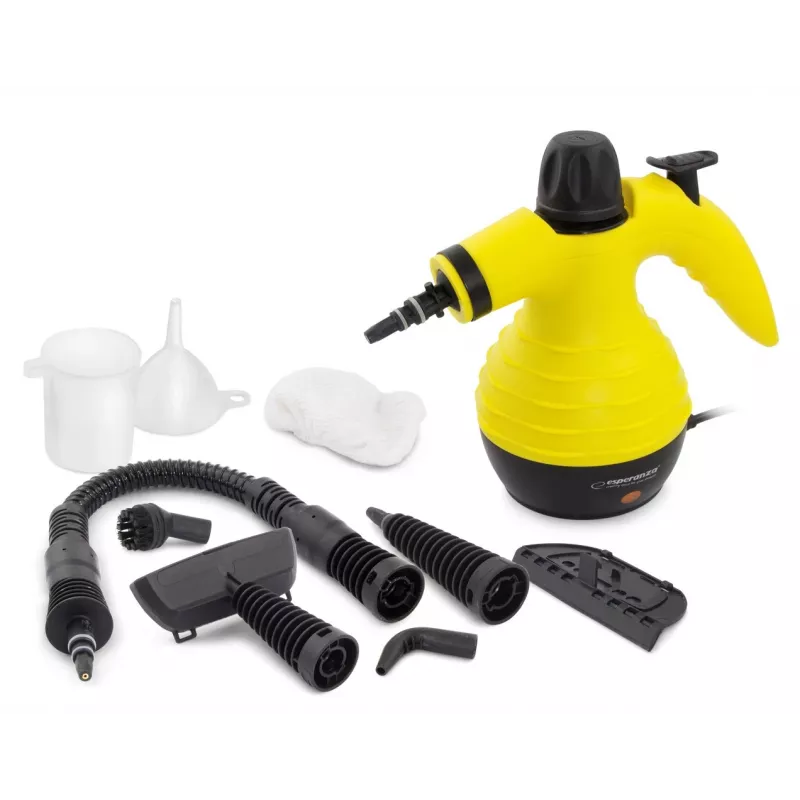Tragbarer Dampfreiniger ESPERANZA EHS001 — 0,35 L, 900 W, 3 bar, 115 °C, 40 g/min, inklusive Boden-/Polster-/Bürstendüsen