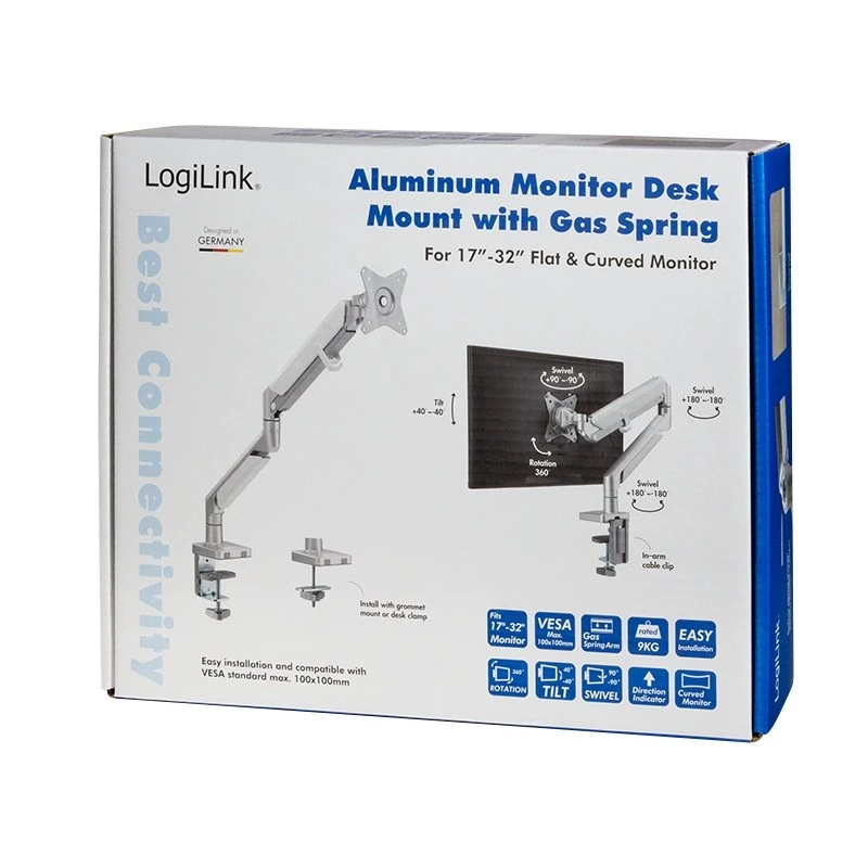 Monitorhalterung LogiLink BP0086 81,3 cm (32 Zoll) Schreibtisch Silber