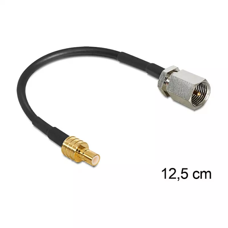 Koaxialkabel DeLOCK 88473 0,125m FME SMB Gold Schwarz