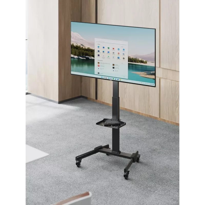 TV-Ständer GEMBIRD TVS-55T-01 für 32–55 Zoll Fernseher, Stahl, höhenverstellbar VESA 100x100–400x400, neigbar, Rollen, max. Belastung 35 kg