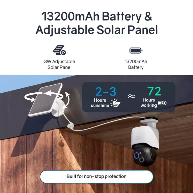 Safemo ST1 SolarCam 4K UHD Video, 8x Zoom, 132° Sicht, Nachtsicht, Wi-Fi 2,4 GHz, 3W Solar, Weiß