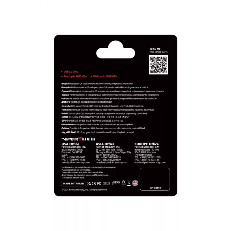 SSD-Laufwerk Patriot 512 GB Extern 2,5 Zoll USB 3.2 PVP30